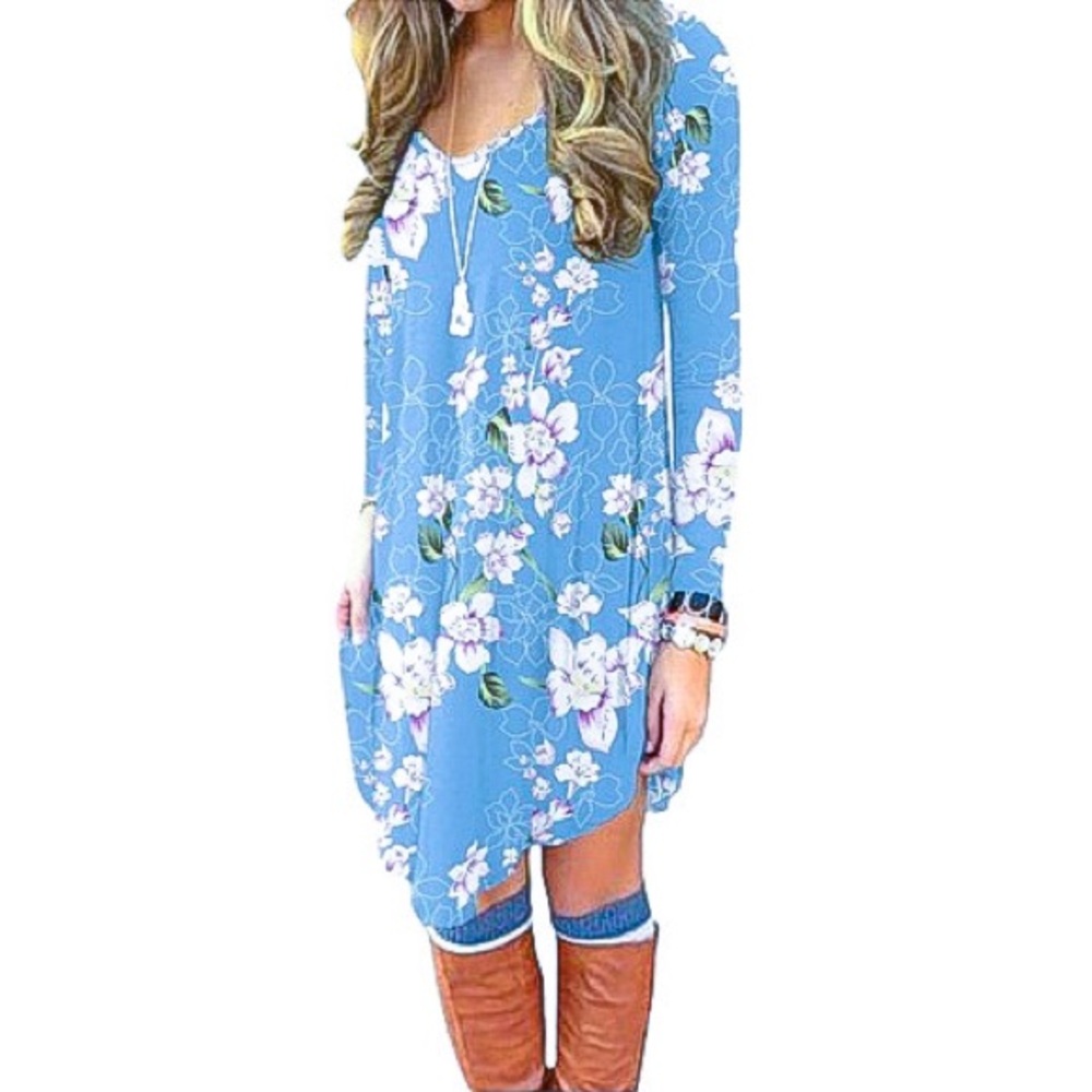 - Dearcase XL Blue Floral Sheath Dress! NEW!